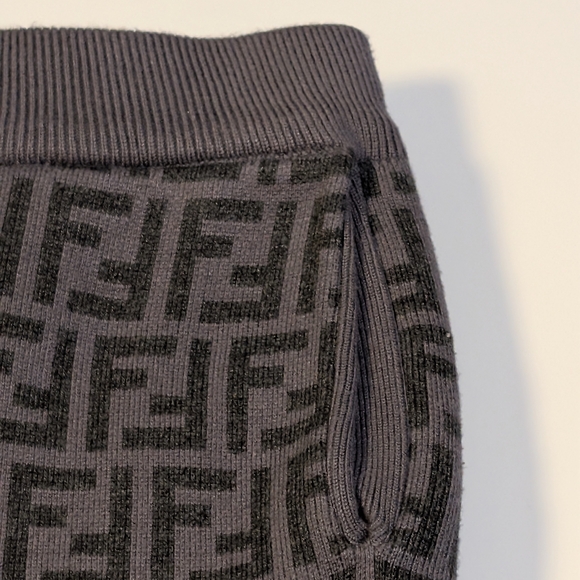 FF Monogram Ribbed Knit Joggers - Dark Grey/Black - Picture 2 of 4